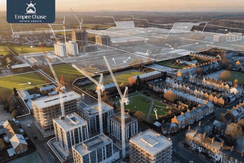 Aerial view of Harrow showing Local Plan 2026 development zones and protected suburban areas, analysed by Empire Chase letting agents for property investors
